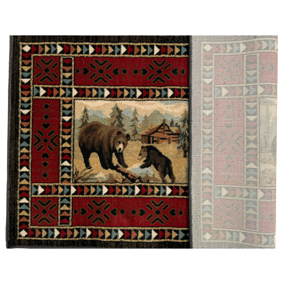Vista Bears at Cabin Olefin Hearth Rugs with Back Surface View