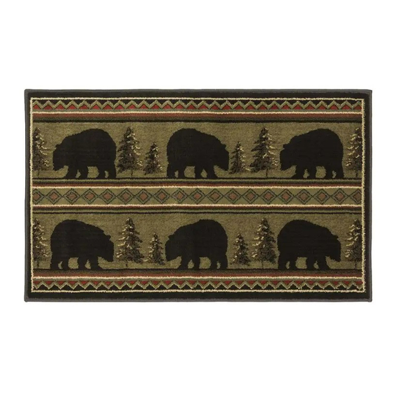Goods of the Woods 50” x 30” Vista Bears Evergreens Olefin Hearth Rugs