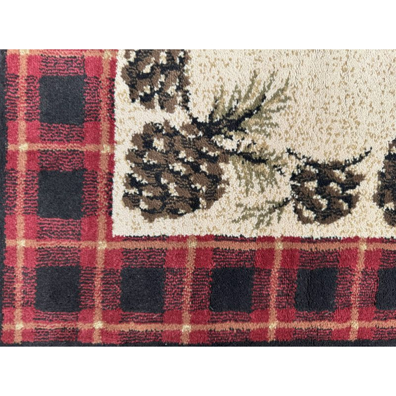 Vista Cones Red Plaid Olefin Hearth Rugs Close Up Corner View