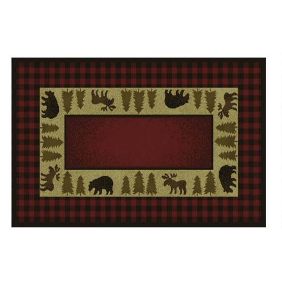 Goods of the Woods 50” x 30” Vista Bear Moose Plaid Olefin Hearth Rugs