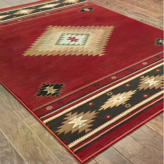 Goods of the Woods 50” x 30” Vista Desert Red Olefin Hearth Rugs In Use