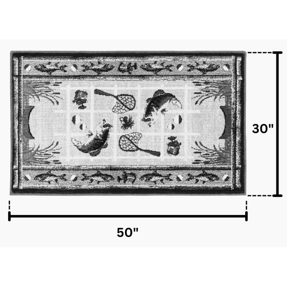 Goods of the Woods 50” x 30” Vista Angler Olefin Hearth Rugs Dimensions