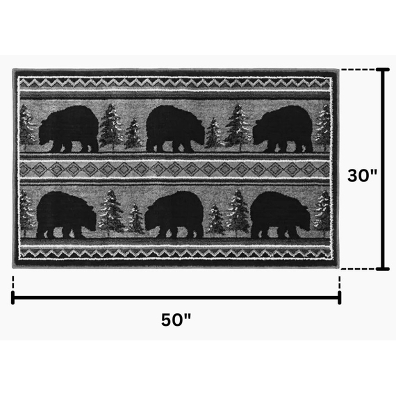 Goods of the Woods 50” x 30” Vista Bears Evergreens Olefin Hearth Rugs Dimensions