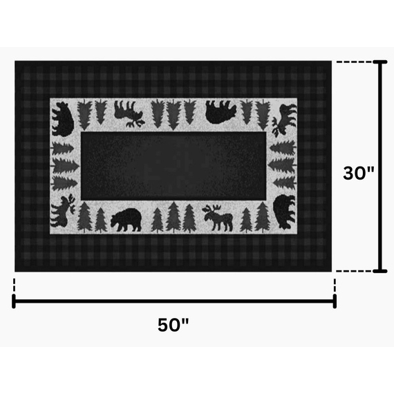 Goods of the Woods 50” x 30” Vista Bear Moose Plaid Olefin Hearth Rugs | GW-11052 Dimensions