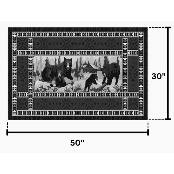 Goods of the Woods 50” x 30” Vista Bears at Cabin Olefin Hearth Rugs Dimensions