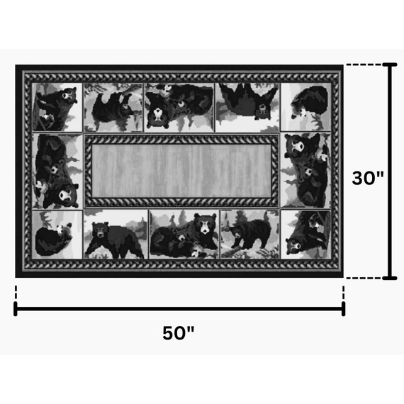 Goods of the Woods 50” x 30” Vista Bears Posing Olefin Hearth Rugs Dimensions