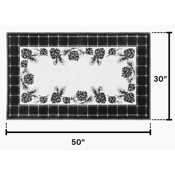 Goods of the Woods 50” x 30” Vista Cones Red Plaid Olefin Hearth Rugs Dimensions