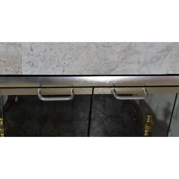 FMI Fireplace Glass Door | Brushed Satin Nickel Finish Frame Detail