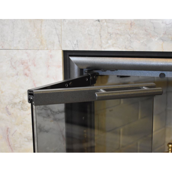 FMI Fireplace Glass Door | Vintage Iron Finish Bi-Fold Doors Folded