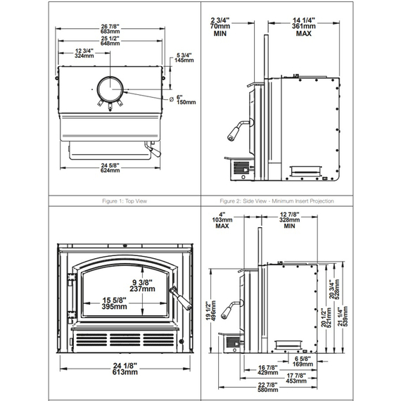 Empire Stove Insert 1700 Wood Insert Dimensions