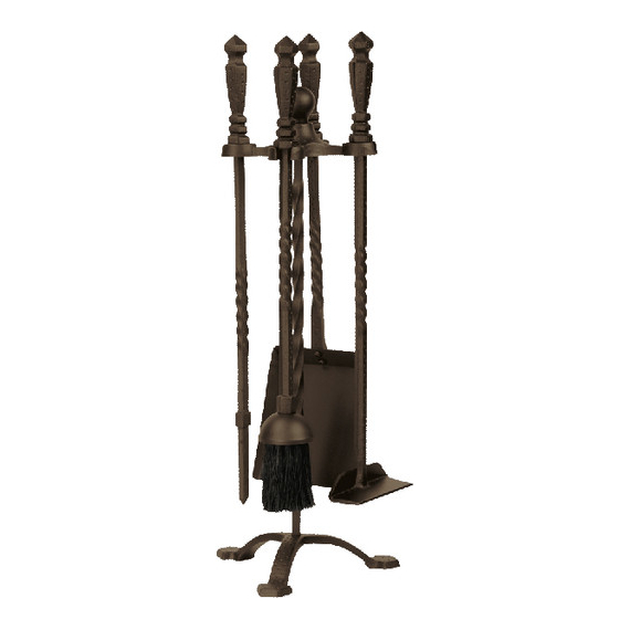 Tool Set includes 5 pieces, made of iron, bronze finish, 21.75" high