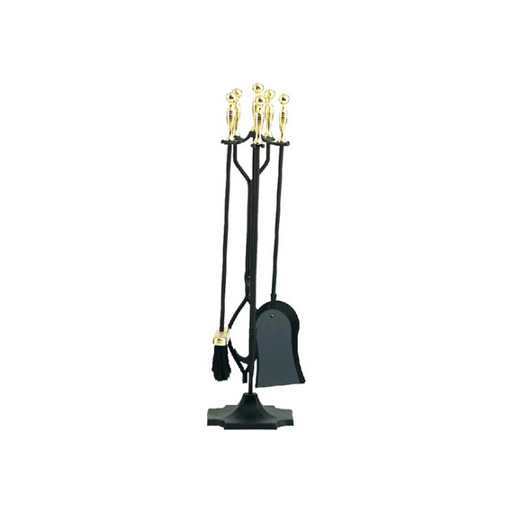 Tool Set includes 5 pieces, Polished Brass/Black color, 30.5" high