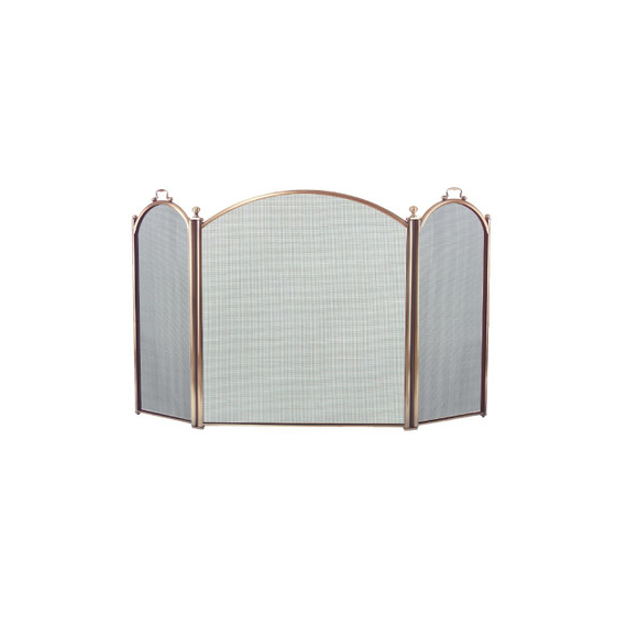Fireplace Screen is made from steel, size 52"W x 34"H, 3 fold arched screen, antique brass finish