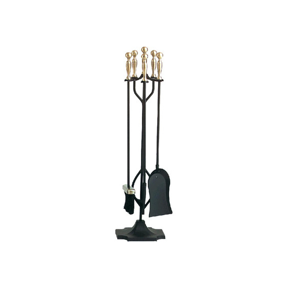 Tool set is made of steel, Antique Brass and Black finish, 30.5" high