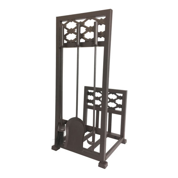 Log Rack and Tool Set, bronze color, 30.75" high