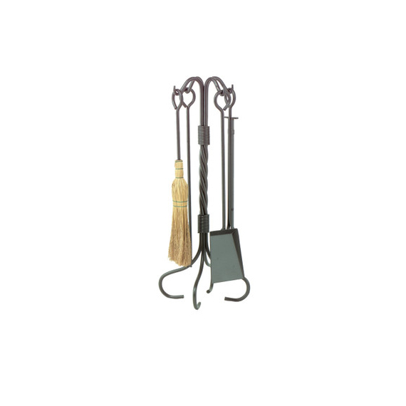 Tool Set includes 5 pieces, made of natural wrought iron, twist design, 29.5" high