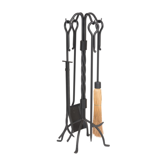 5 Pieces Fire set is made of iron, black color, 31" high