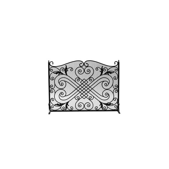 Arched Panel Screen Black Wrought Iron, 33" high x 44" wide, 12" long legs