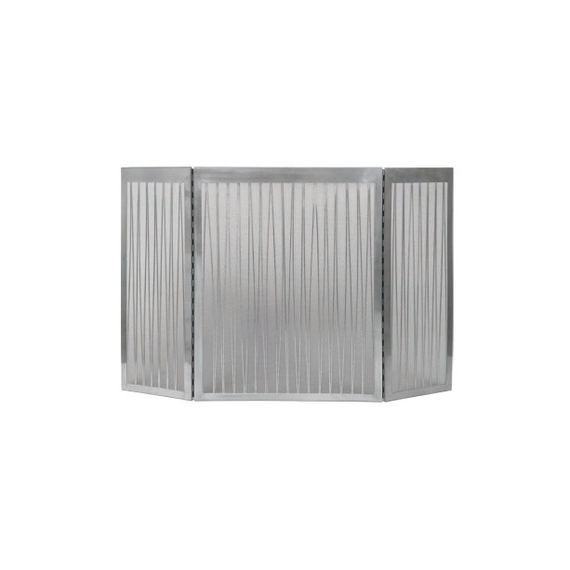 Fireplace Screen is made of steel, satin nickel finish, linear screen, 50"W x 32"H