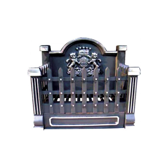 Black Basket Grate with fireback, 10"W x 18"H x 16"L