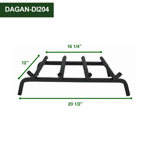 Black Steel 4-Bar Grate with 20 1/2" Wide x 12" Deep Dimensions