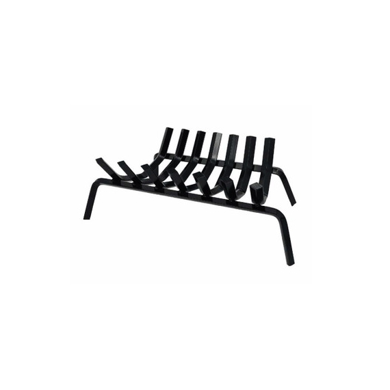 Black Steel Fireplace Grate with 7 Bars. Size: 23 1/4" front width x 18 1/2" back width x 11 1/2" deep.