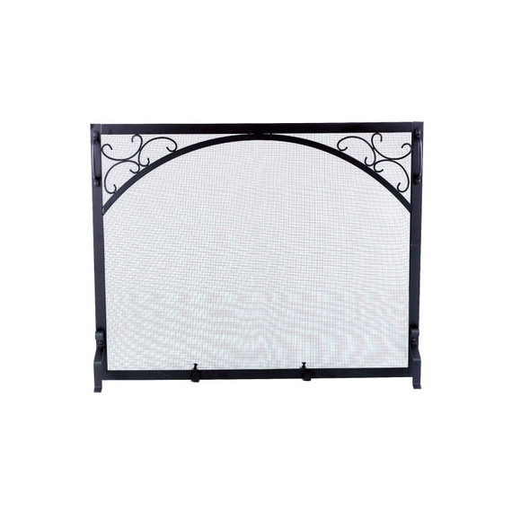 Panel Screen Black Wrought Iron with Scroll Design,  39" wide x 31" high