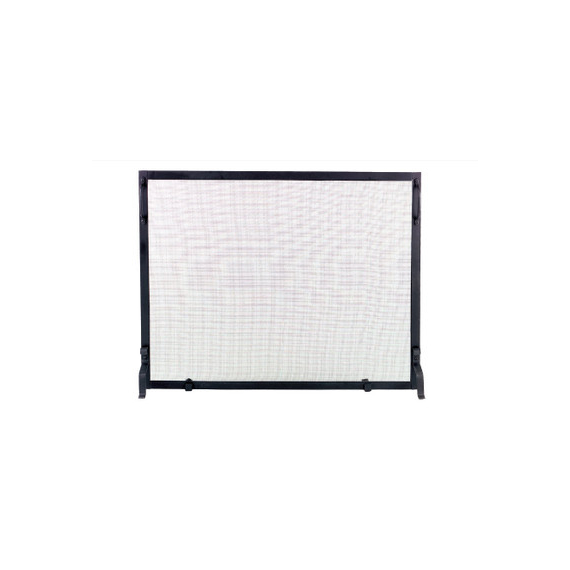 Black iron fireplace screen, 50" wide and 36" high
