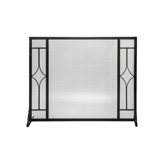Fireplace Screen Black Iron with Diamond Design, 31" high and 39 1/2" wide