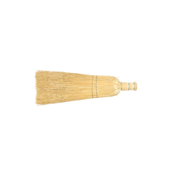 Large broom is made from dried rice. Size: 15.5" long.