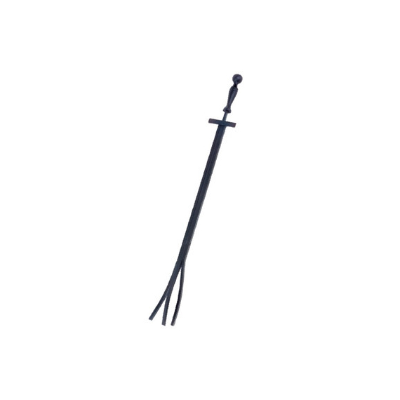 A black 3-way tong, with a ball at the top of the handle.