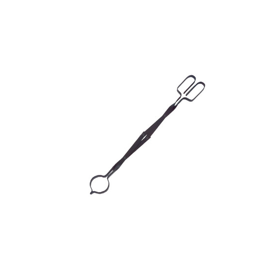 Scissor tongs, with 2 hooked handles. It's 26" long and 1.5 lbs.
