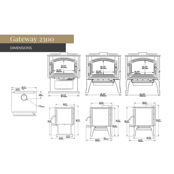 Empire Stove Gateway 2300 Wood Stove Dimensions