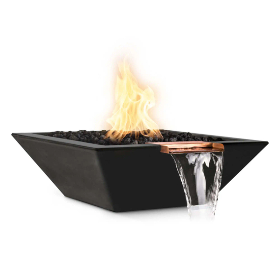 Maya 24" Black GFRC Concrete Fire and Water Bowl