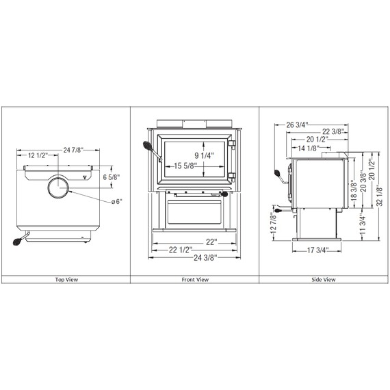 Ventis HES170 Wood Burning Stove Specifications