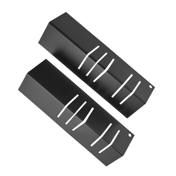 15 Inch Black Painted Stainless Steel Radiant Fireplace Fireback Pair Of Slotted Feet
