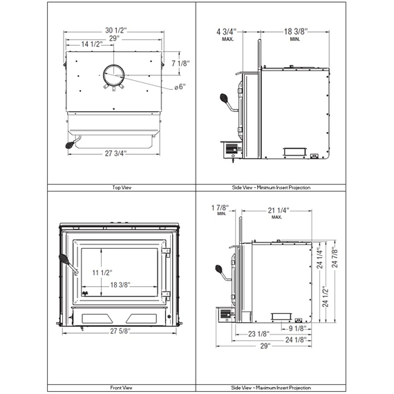 Ventis HEI350 Wood Fireplace Insert Specifications