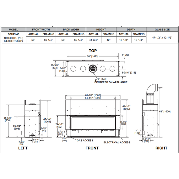 Majestic Echelon II 48" Spec Sheet