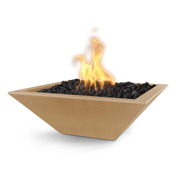 Maya Square GFRC Concrete Fire Bowl in Brown