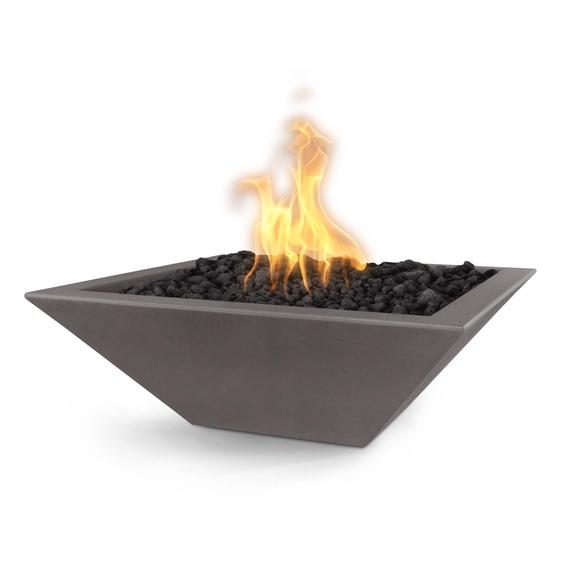 Maya Square GFRC Concrete Fire Bowl in Chestnut