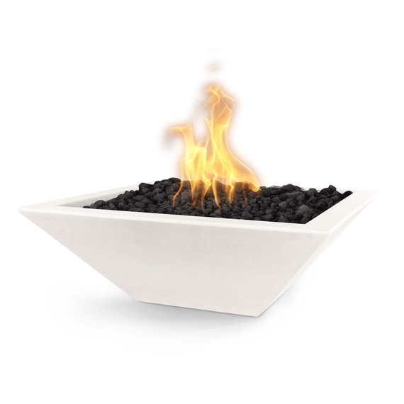 Maya Square GFRC Concrete Fire Bowl in Limestone