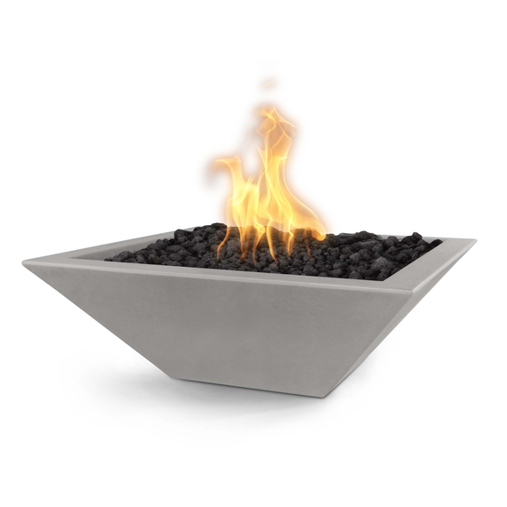 Maya Square GFRC Concrete Fire Bowl in Natural Gray