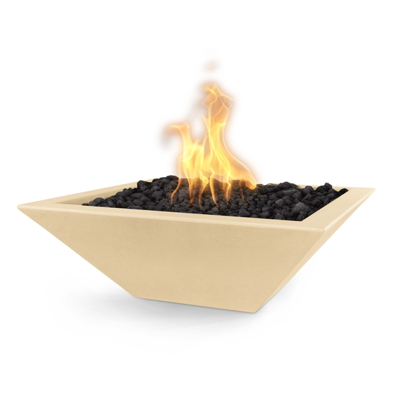 Maya Square GFRC Concrete Fire Bowl in Vanilla