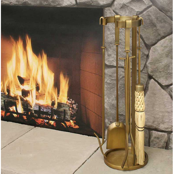 Mid Century Burnished Brass Tool Set Live Setting