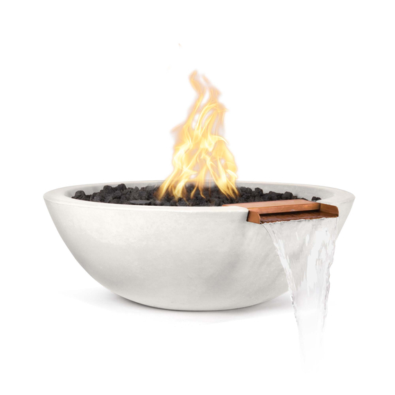 Sedona Round GFRC Concrete Fire and Water Bowl in Limestone