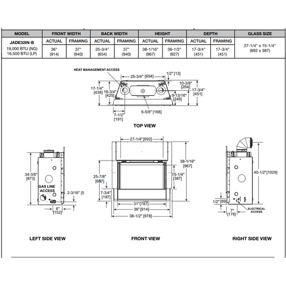 Majestic Jade 32" Spec Sheet