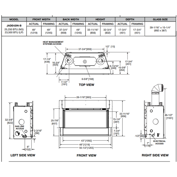 Majestic Jade 42" Spec Sheet