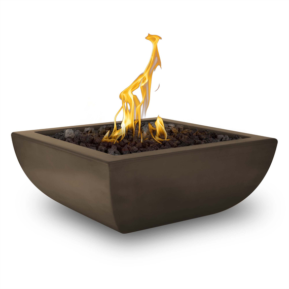 Avalon Square GFRC Concrete Fire Bowl in Chocolate