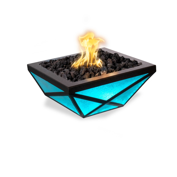 Gladiator Powder Coated Metal LED Fire Bowl in Cian