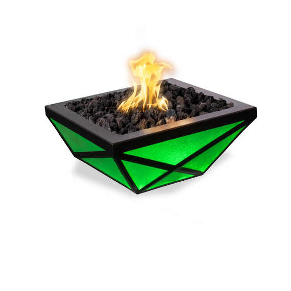Gladiator Powder Coated Metal LED Fire Bowl in Green